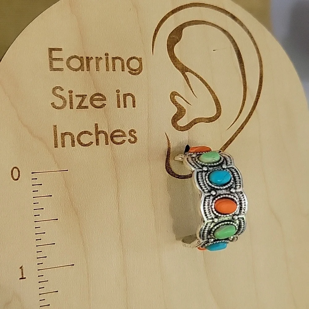 Vibrant Festival Half Hoop Earrings - Picture 5 of 7